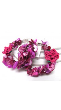 Stone Acryl Flower and Bead Earrings 