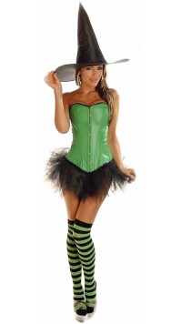 4 PC Green Pin-up Witch Costume 