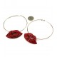 Red Kiss Hoop Earrings 