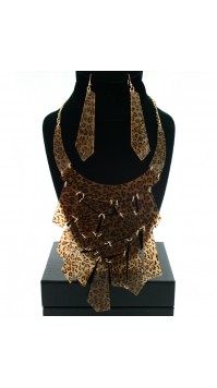 Leopard Print Pendant Necklace 