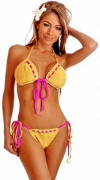 Two-Tone Crochet Pucker Bikini