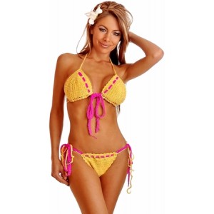 Two-Tone Crochet Pucker Bikini