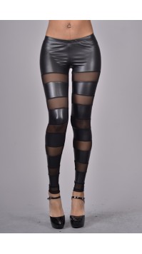 Leather & Mesh Leggings 