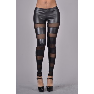 Leather & Mesh Leggings 