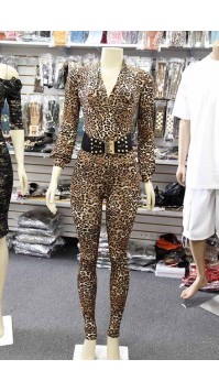 V-Neck Leopard Suit 
