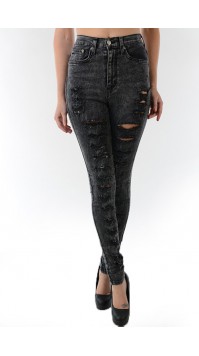 High Waist Destroyed Skinny Jeans 