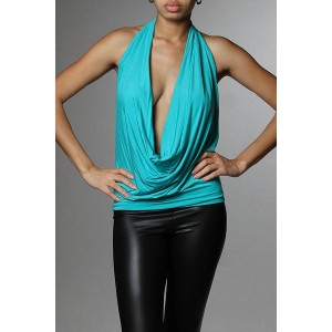 Open Back Draped Halter Top