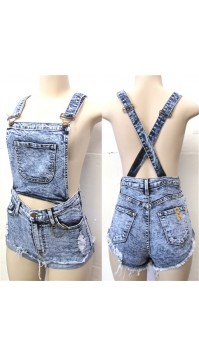 High Waist Overall Shorts 