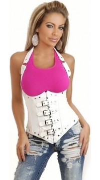 Faux Leather Buckles Underbust Corset